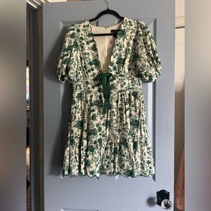 Floral Green and Cream Dress